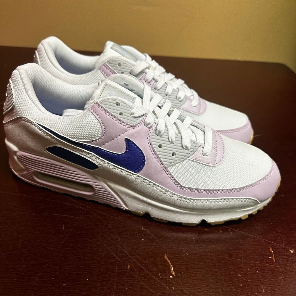 Nike Womens White Pink Air Max 90 DX3316-100 Lace Up Fashion Sneaker Size US 12